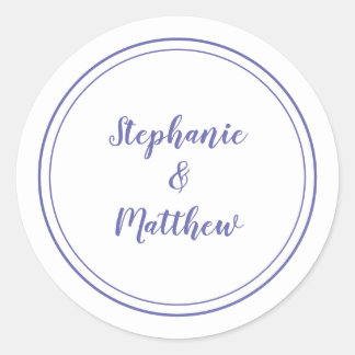 Very Peri Blue Simple Wedding Bride Groom Favour  Classic Round Sticker