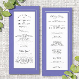 Very Peri Blue Wedding Service Ceremony Elegant Programme