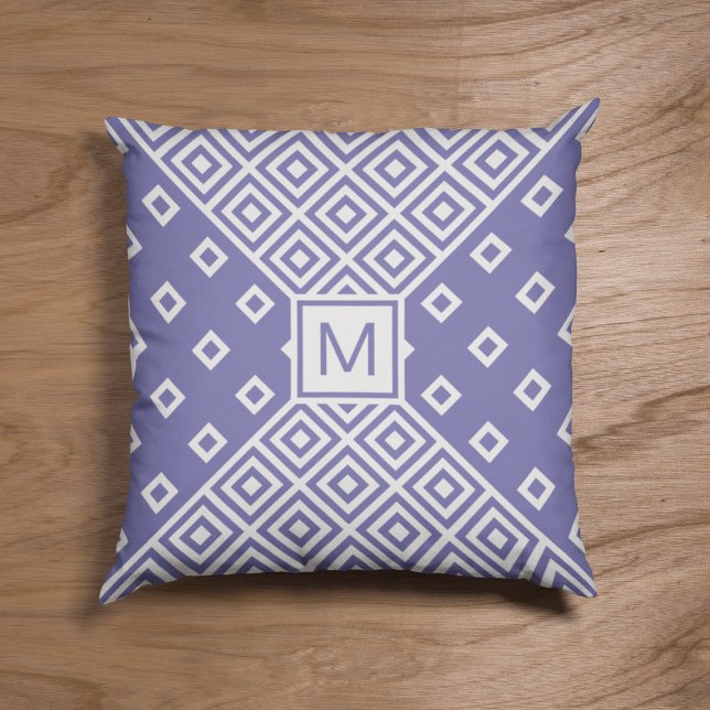 Very Peri Geometric Pattern Monogram Cushion (Creator Uploaded)
