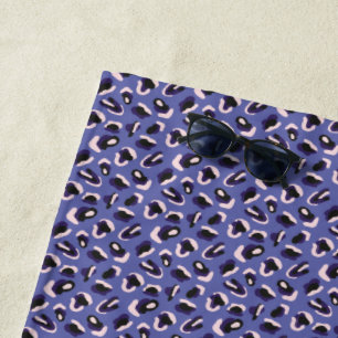 Very Peri Purple Abstract Animal Print Beach Towel