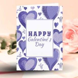 Very Peri Purple Hearts Happy Galentine`s Day  Holiday Card