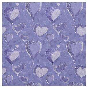 Very Peri Purple Hearts Pattern Drawing Fabric