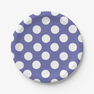 Very Peri purple periwinkle white polka dots Paper Plate