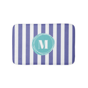 Very Peri Striped Monogram Bath Mat