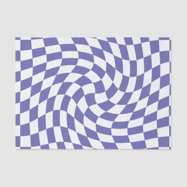 Very Peri Warped Checks Retro  Tissue Paper (Front)