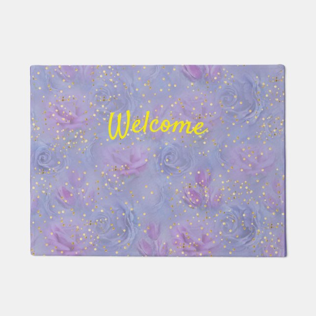 Very-peri Watercolor,Roses,Tulips Doormat (Front)