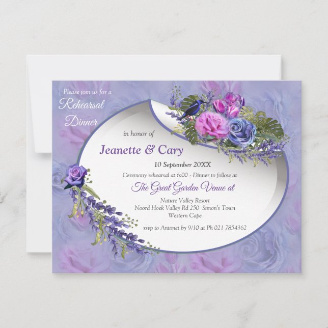Very-peri Watercolor,Roses,Tulips Invitation (Front)