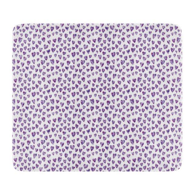 Very Peri Watercolour Heart Cutting Board (Front)