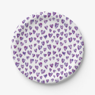 Very Peri Watercolour Heart Paper Plate