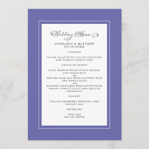 Very Peri & White Wedding Modern Chic Elegant Menu
