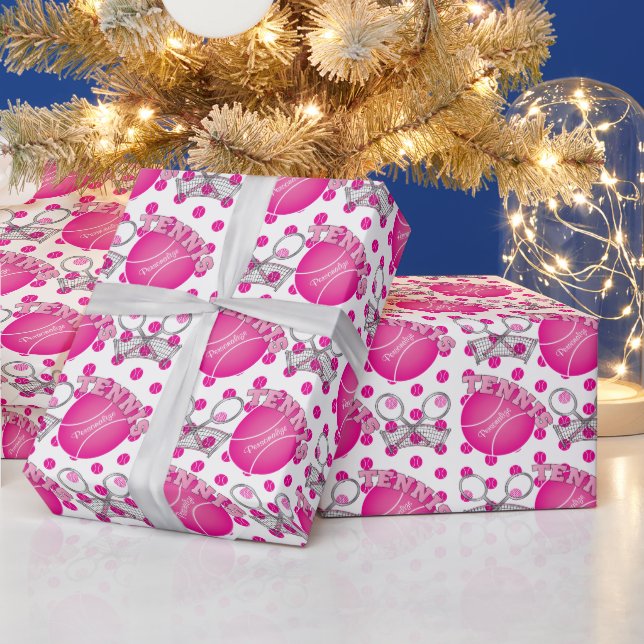 Very Pink Tennis Ball Game Wrapping Paper (Holidays)