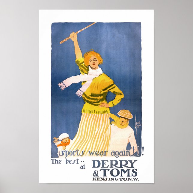 Very rare Derry & Toms Vintage Poster Restored (Front)