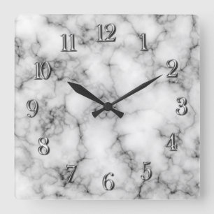 Very realistic White Marble Pattern Square Wall Clock