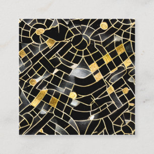 Very Rendered Polished Black Obsidian and Garnet G Square Business Card