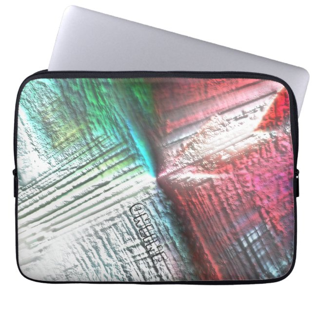 Very rough rocky virtual in peach and aqua & green laptop sleeve (Front)