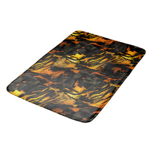 Very rustic burnt golden, abstract mosaic drawing bath mat