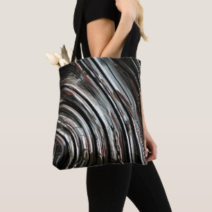 Very rustic silvery stripes or circular cutouts tote bag