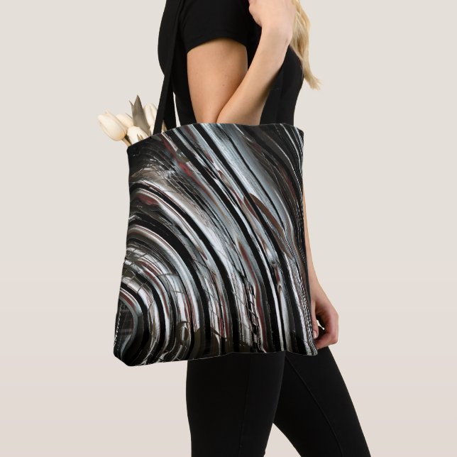 Very rustic silvery stripes or circular cutouts    tote bag (Close Up)