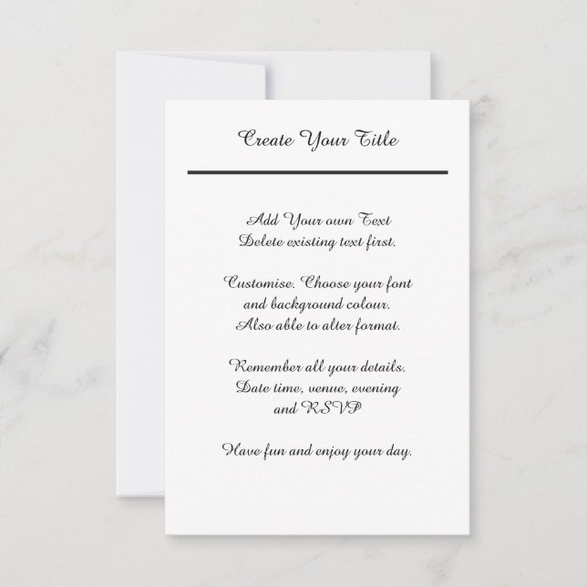 Very Simple Traditional Black Tie Wedding Invite (Front)