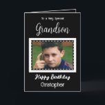 Very special Grandson photo black birthday Card<br><div class="desc">To a very special grandson.
Happy birthday.
Add a name and a photo.
Black and white.</div>