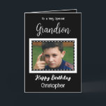 Very special Grandson photo black birthday Card<br><div class="desc">To a very special grandson.
Happy birthday.
Add a name and a photo.
Black and white.</div>