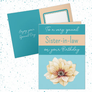 Very special Sister-in-law flower blue birthday Card