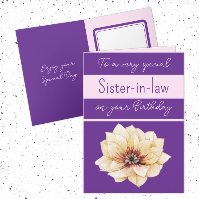 Very special Sister-in-law flower purple birthday Card (Creator Uploaded)