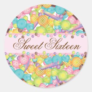 Very Sweet Colourful Candy Collection Birthday Classic Round Sticker