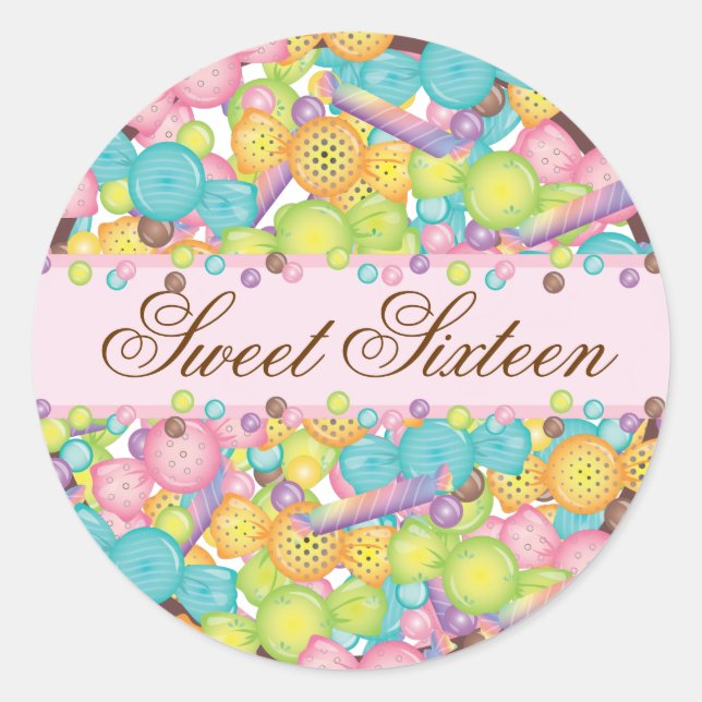 Very Sweet Colourful Candy Collection Birthday Classic Round Sticker (Front)