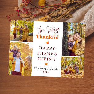 Very Thankful   Fall thanksgiving family photo Holiday Card