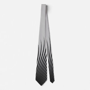 Very Unique Black White Silver Grey Stripe Pattern Tie