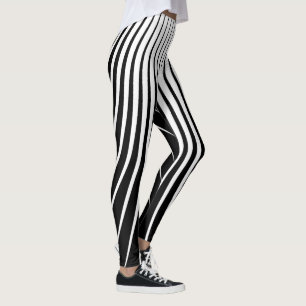 Very Unique Black White Stripe Pattern Leggings
