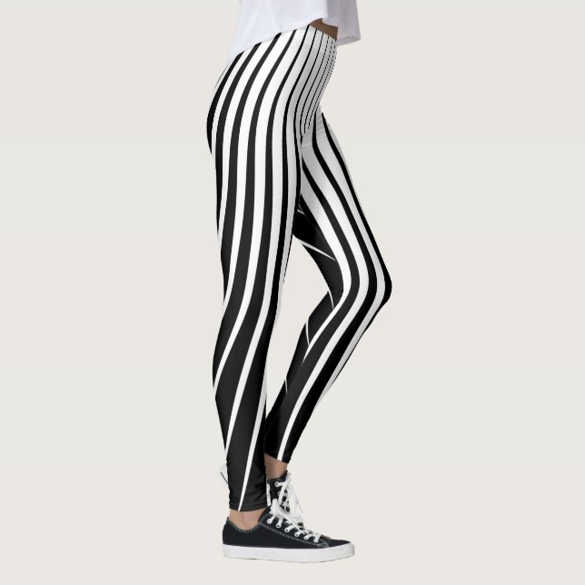 Very Unique Black White Stripe Pattern Leggings (Right)