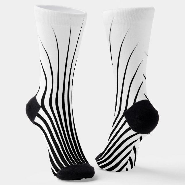 Very Unique Black White Stripe Pattern Socks (Angled)