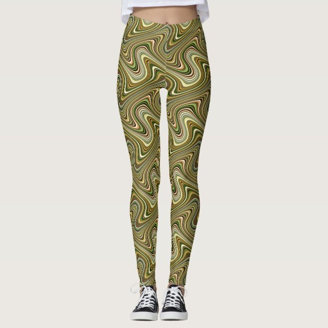 Very Unique Multi-Colour Curvy Line Pattern Leggings (Front)