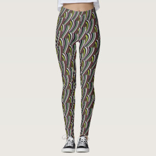 Very Unique Multi-Colour Curvy Line Pattern Leggings