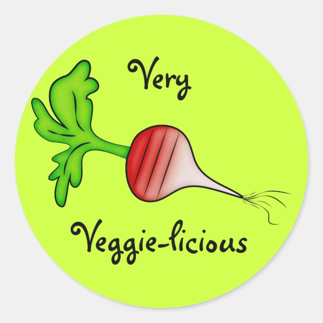Very Veggie Vegetable Radish Art Classic Round Sticker (Front)