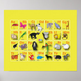 Very very cute animal Alphabets Poster