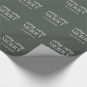 Very Very Merry Typography with Name Christmas Wrapping Paper