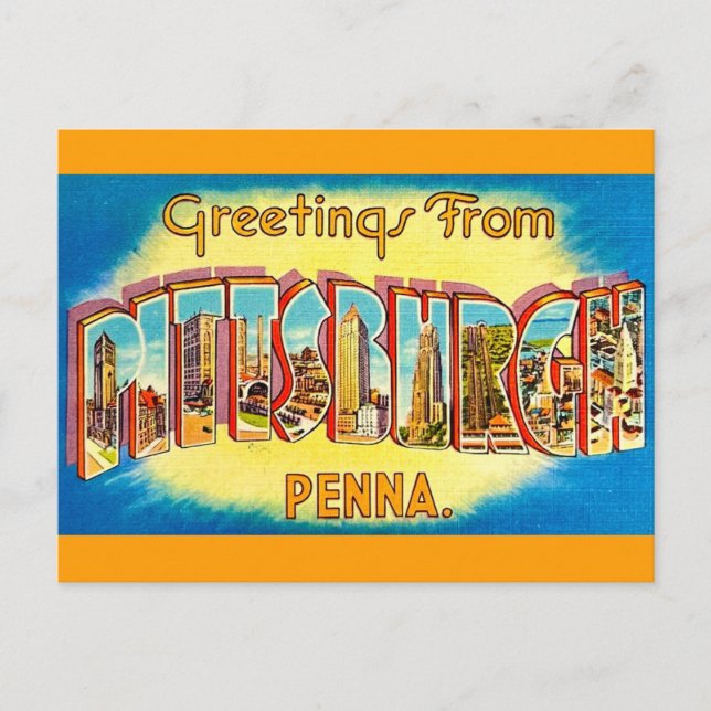 Very Vintage Pittsburgh Greeting Postcard (Front)