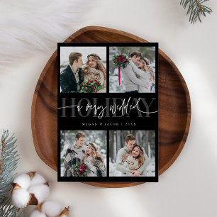 Very Wedded Holiday Newlywed Multi Photo Black Card