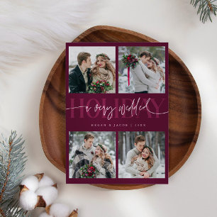 Very Wedded Holiday Newlywed Multi Photo Cranberry Card