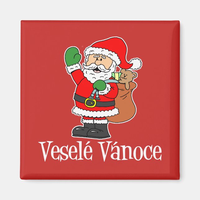 Vesele Vanoce Czech Christmas Santa Magnet (Front)