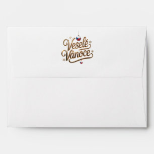 Veselé Vánoce Czech Gold Christmas Envelope