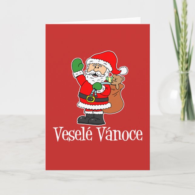 Vesele Vanoce Czech Merry Christmas Santa Holiday Card (Front)