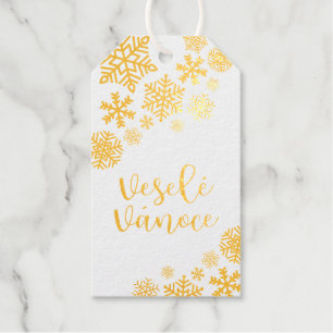 Veselé Vánoce Merry Christmas In Czech, Elegant Gift Tags