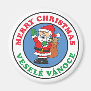 Vesele Vanoce Merry Christmas Santa Czech Magnet