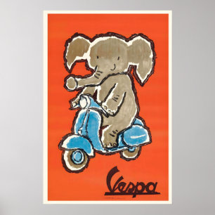 Vespa Scooter Vintage 1954 Vespa Italy Advertising Poster