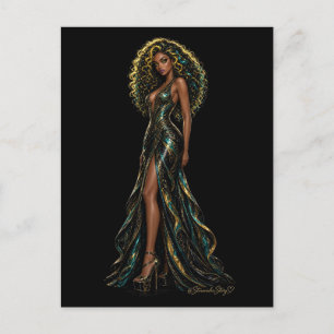 Vespera Kane Couture Gold Swirl Gown Postcard
