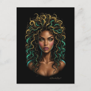 Vespera Kane Couture Gold & Teal Curls Postcard